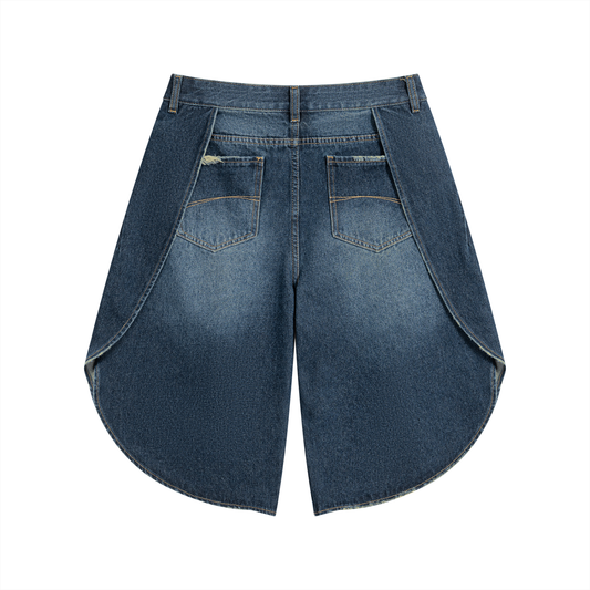 Wide Leg Denim Shorts