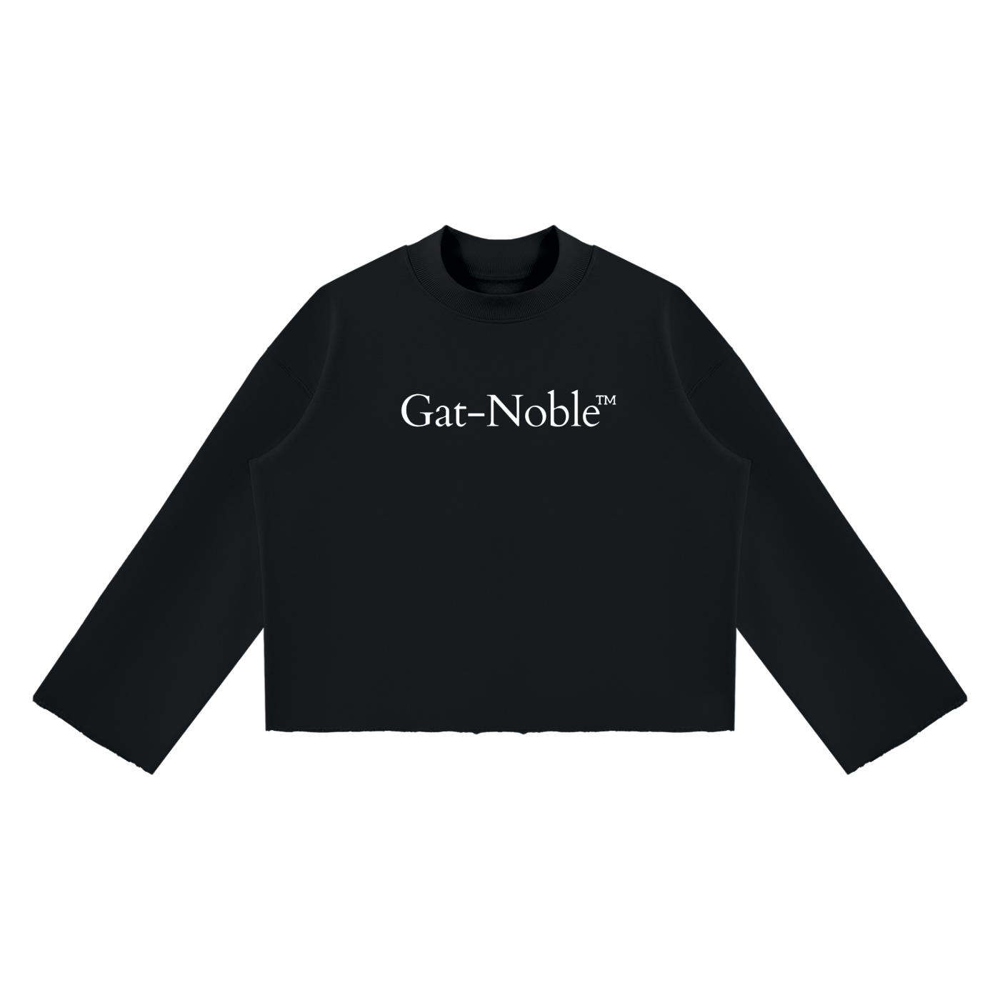 Mock Neck Raw Edge Boxy Sweatshirt