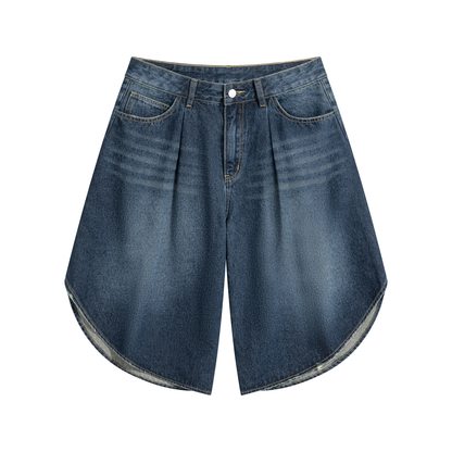 Wide Leg Denim Shorts