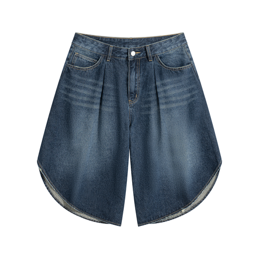 Wide Leg Denim Shorts