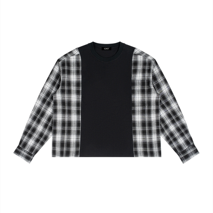 Plaid Panel Long Sleeve T-Shirt