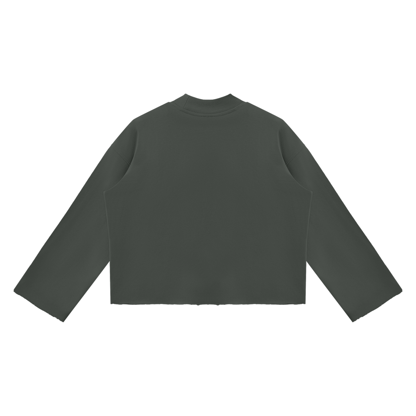 Mock Neck Raw Edge Boxy Sweatshirt
