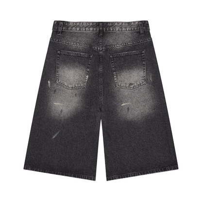 Vintage Wash Wide Leg Denim Shorts