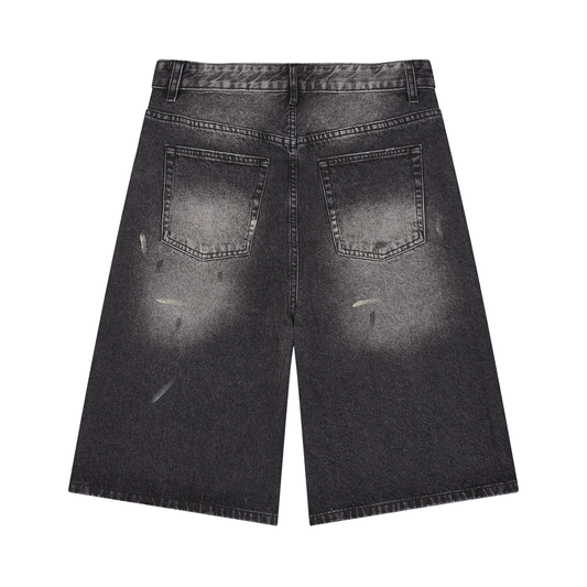 Vintage Wash Wide Leg Denim Shorts