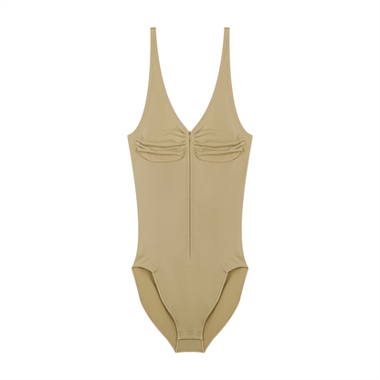 Full-Zip Ruched Bodysuit