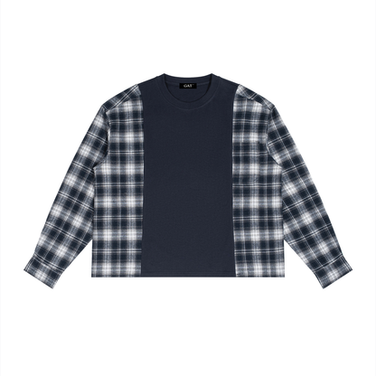 Plaid Panel Long Sleeve T-Shirt