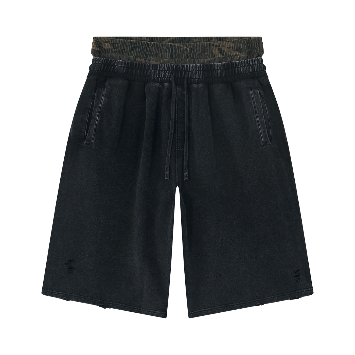 Vintage Wash Distressed Wide Leg Shorts