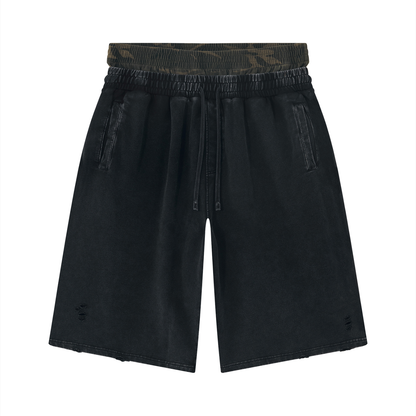 Vintage Wash Distressed Wide Leg Shorts