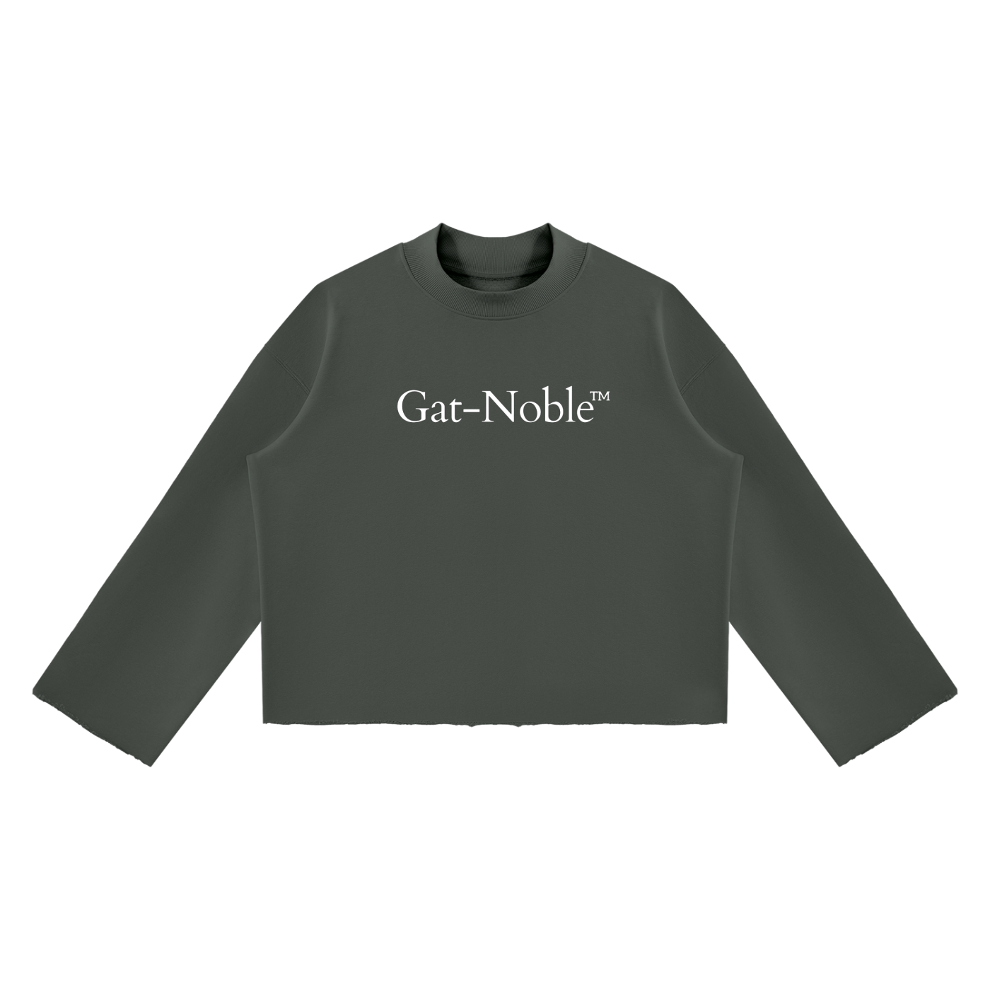 Mock Neck Raw Edge Boxy Sweatshirt