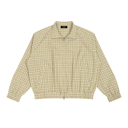 Plaid Full-Zip Track Jacket