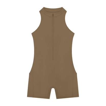 Quarter-Zip Yoga Romper
