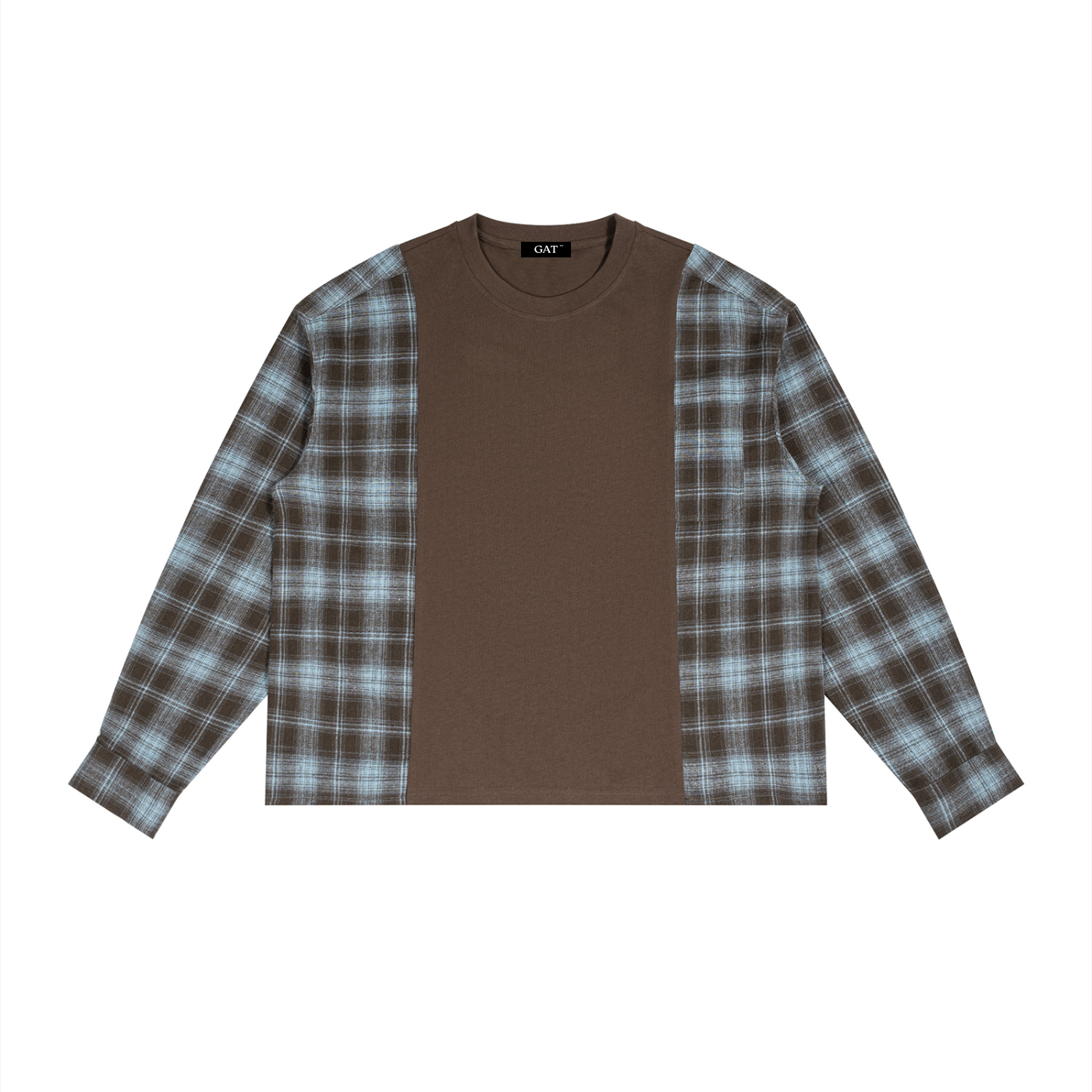 Plaid Panel Long Sleeve T-Shirt
