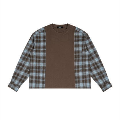Plaid Panel Long Sleeve T-Shirt