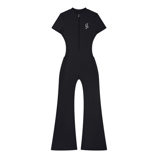 Tight Flared Leg Quarter-Zip Jumpsuit