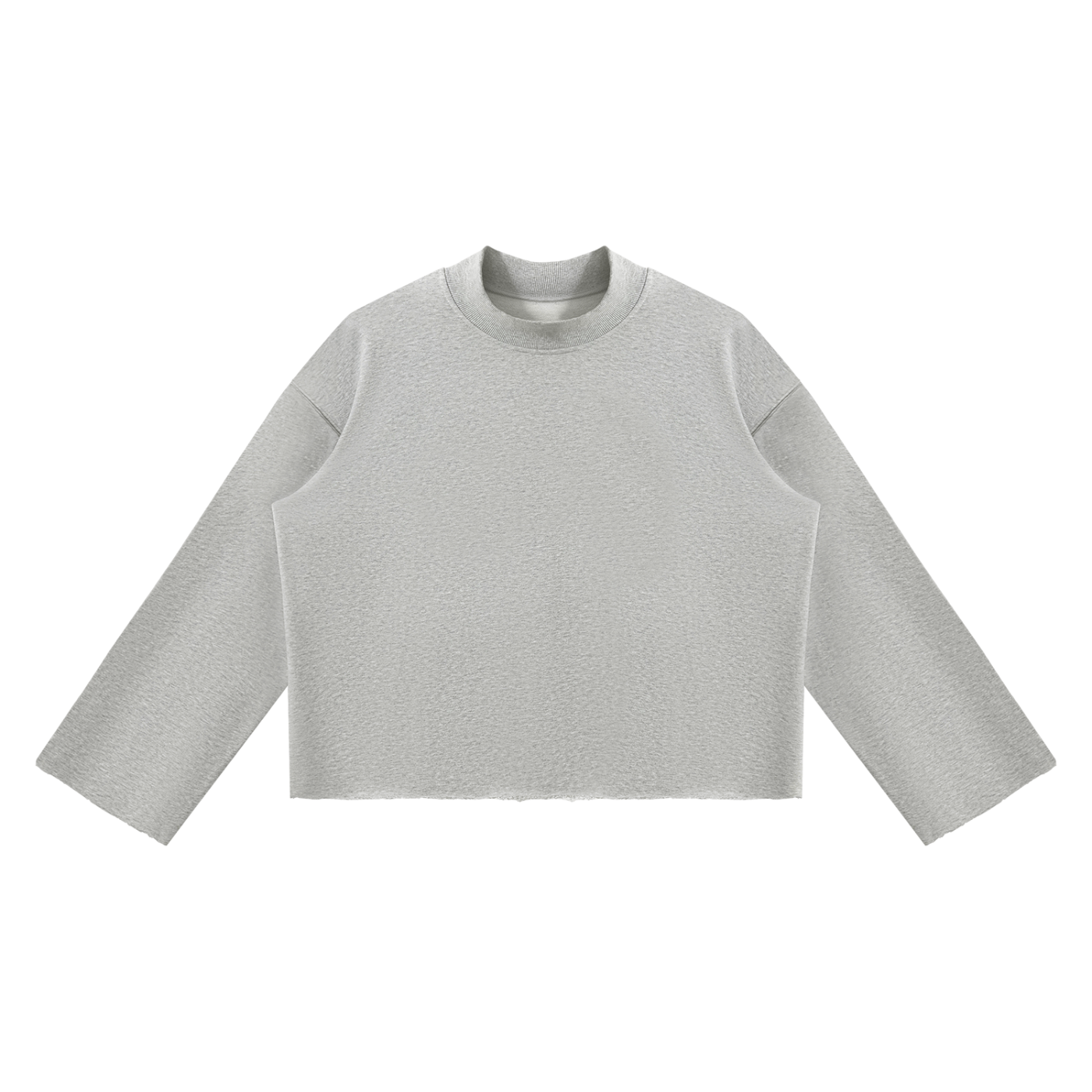 Mock Neck Raw Edge Boxy Sweatshirt