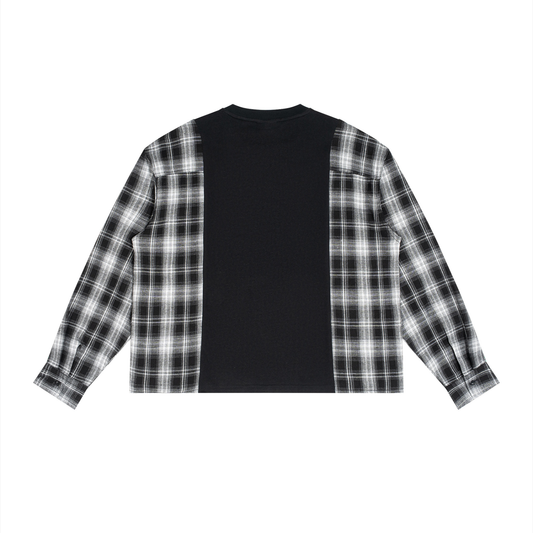 Plaid Panel Long Sleeve T-Shirt