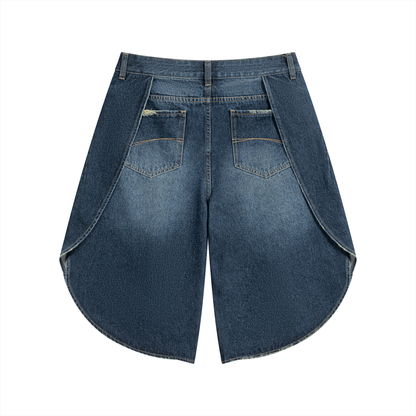 Wide Leg Denim Shorts