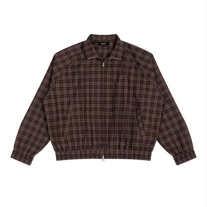 Plaid Full-Zip Track Jacket