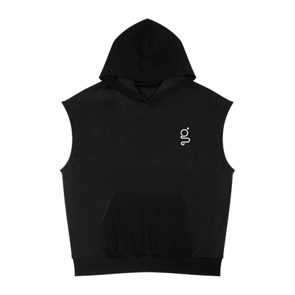 Panel Mesh Sleeveless Hoodie