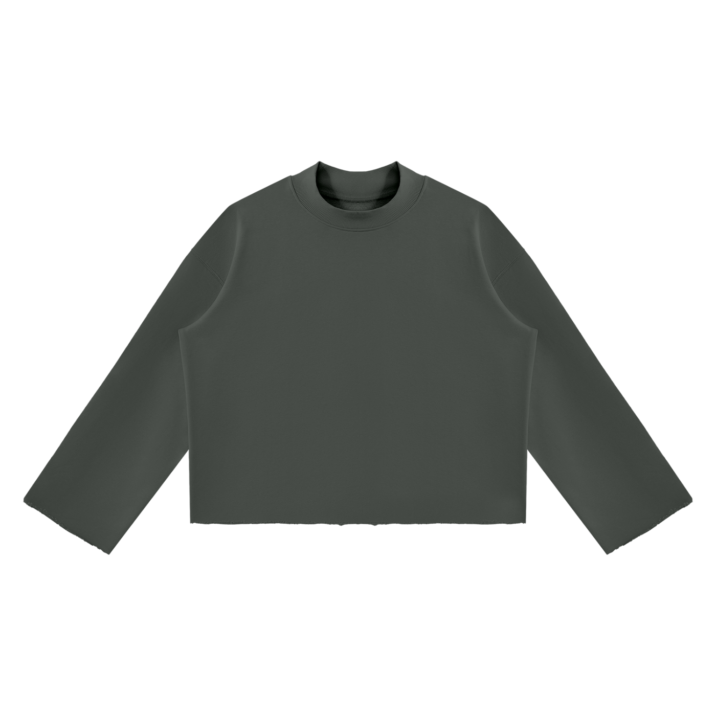 Mock Neck Raw Edge Boxy Sweatshirt