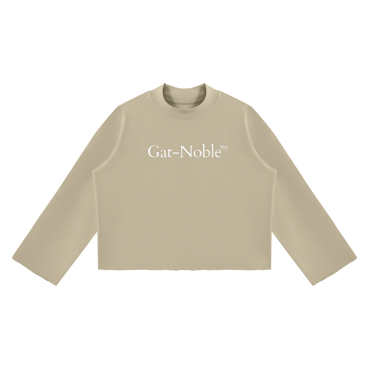Mock Neck Raw Edge Boxy Sweatshirt