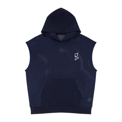 Panel Mesh Sleeveless Hoodie