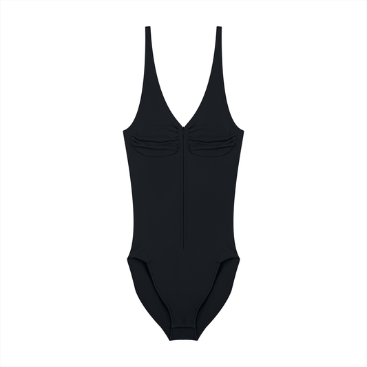 Full-Zip Ruched Bodysuit