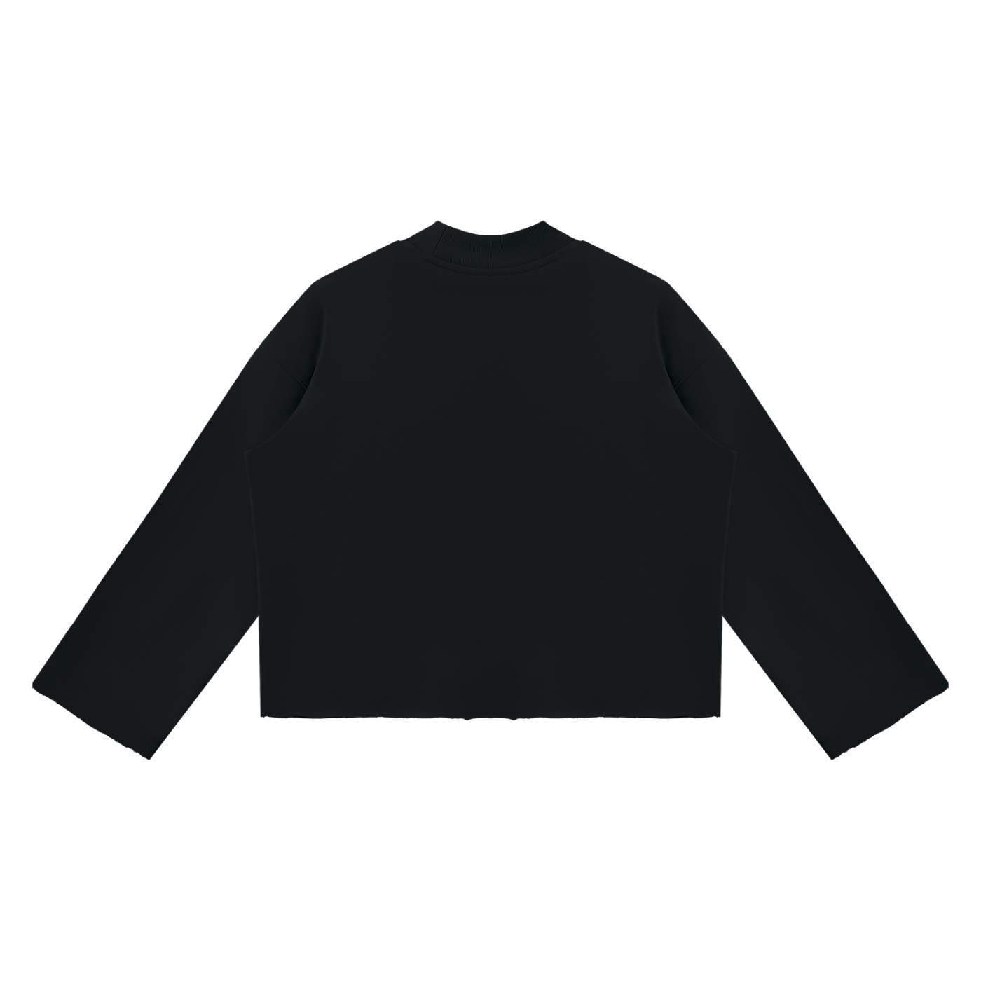 Mock Neck Raw Edge Boxy Sweatshirt