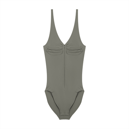 Full-Zip Ruched Bodysuit