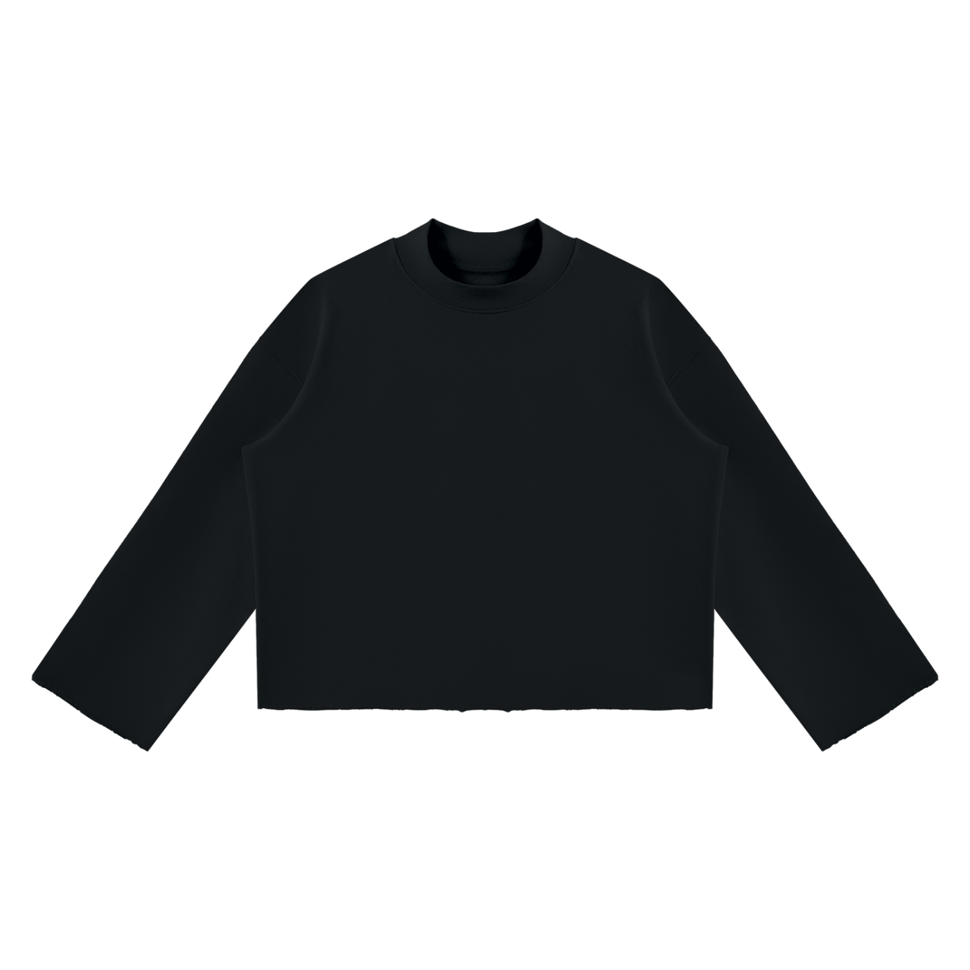 Mock Neck Raw Edge Boxy Sweatshirt